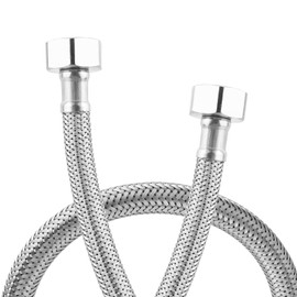 Pair of Flexible Pipes for Bathroom/Kitchen/Toilet Taps British Standard Pipe 1/2" x 1/2" BSP Fitting 300mm Long