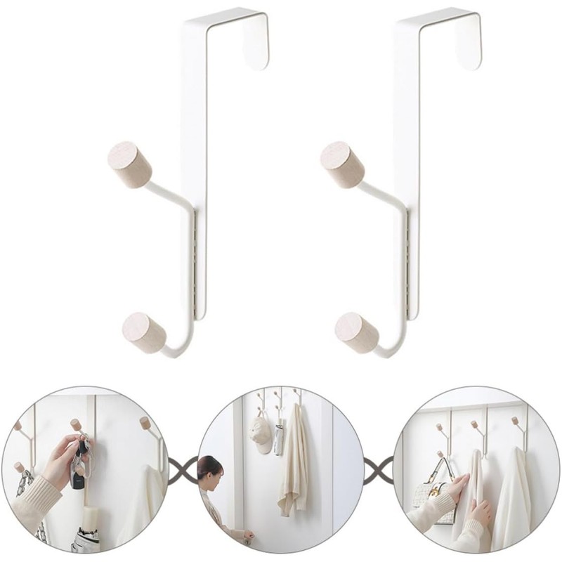 Ganchos Multiusos para Puerta Ipetboom 2 pzas – Hierro Blanco