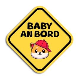 Baby on Board Sticker Car, Baby Doggy Diamond Car Sticker 16 x 16 cm, Weatherproof and UV-Resistant Sticker Car, Sticker Baby and Car Baby for Safe Drives with Your Child