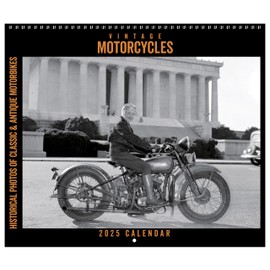 Asgard Press 2025 Vintage Motorcycles Calendar, 16 Months, Frame-Ready Historical Photos of Classic Motorcycles, 14”x24” (Size When Open)