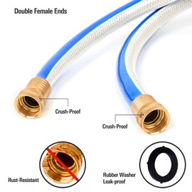 Solution4Patio Garden Short Hose 3/4 in. x 10 ft. Both Female Ends, Solid Brass Fittings, Connecting Hose for Hose Reel Lead-in, Water Softener, Dehumidifier, RV, Rain Barrels, H164A19