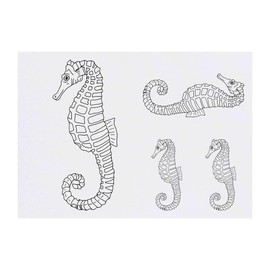 4 x 'Seahorse' Temporary Tattoos - Water Resistant, Skin-Safe, Non-Toxic Transfers, Mixed Sizes (TO00056012)