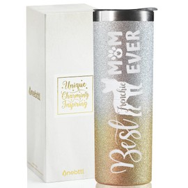 Onebttl French Bulldog Gifts, Frenchie Gifts for Frenchie Mama, 20 oz Glitter Silver-Gold Insulated Tumbler - Frenchie Mom