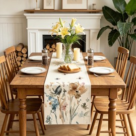 Lslandmood Table Runner Modern Summer Spring Table Runner Outdoor Weatherproof Table Runner Pink Flowers Kitchen Dining Table Decoration Tablecloth for Holiday Party Decoration 40 x 140 cm