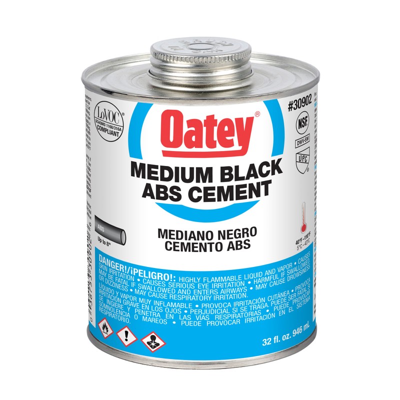 Oatey 30902 ABS Medium Cement, Black, 32-Ounce, 32 oz, 32