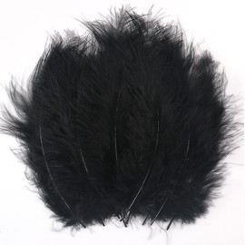 wangruida 200 Pieces Fluffy Marabou Feathers for Dream Catchers 4-6 Inch Black Feathers for Crafts Dream Catcher Fringe Border Coloured Feathers Accessory Pack
