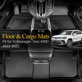 Wailtnb Floor Mats & Cargo Liner for Volkswagen Taos AWD 2022-2025 Custom Fit Waterproof Durable Easy to Clean fit for Volkswagen Taos AWD 2022-2025 Accessories Black