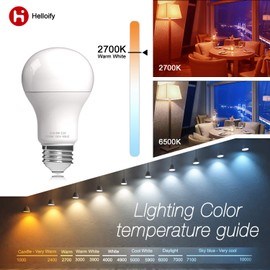 Helloify A19 (A60) 9W Bulbs A19 (60 Watt Equivalent), Energy Efficient, 2700K Soft White, LED Lighting Reading/Work Lamp for Bathroom Office Bedroom House, E26 Base, Pack of 6