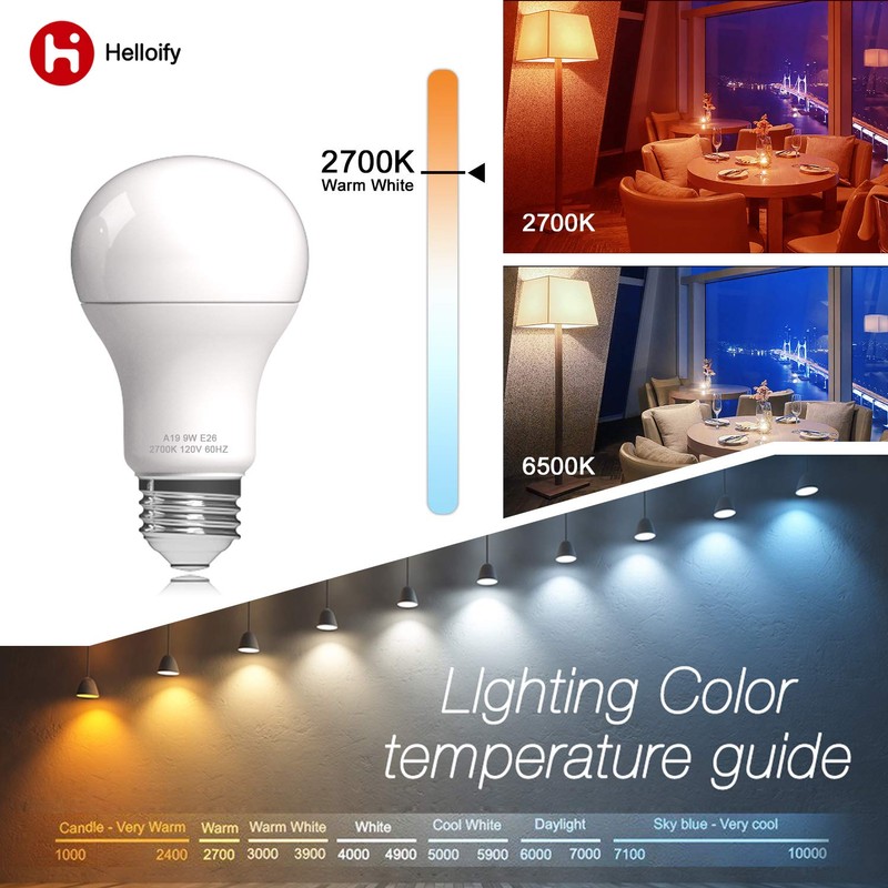 Helloify A19 (A60) 9W Bulbs A19 (60 Watt Equivalent), Energy
