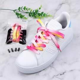 5Chaos Rainbow Fun Shoelaces for Kids, Girls and Women, Colorful Pastel Shoe Laces with Metal Aglets 1 Pair (31" (80CM), Rainbow Pink)