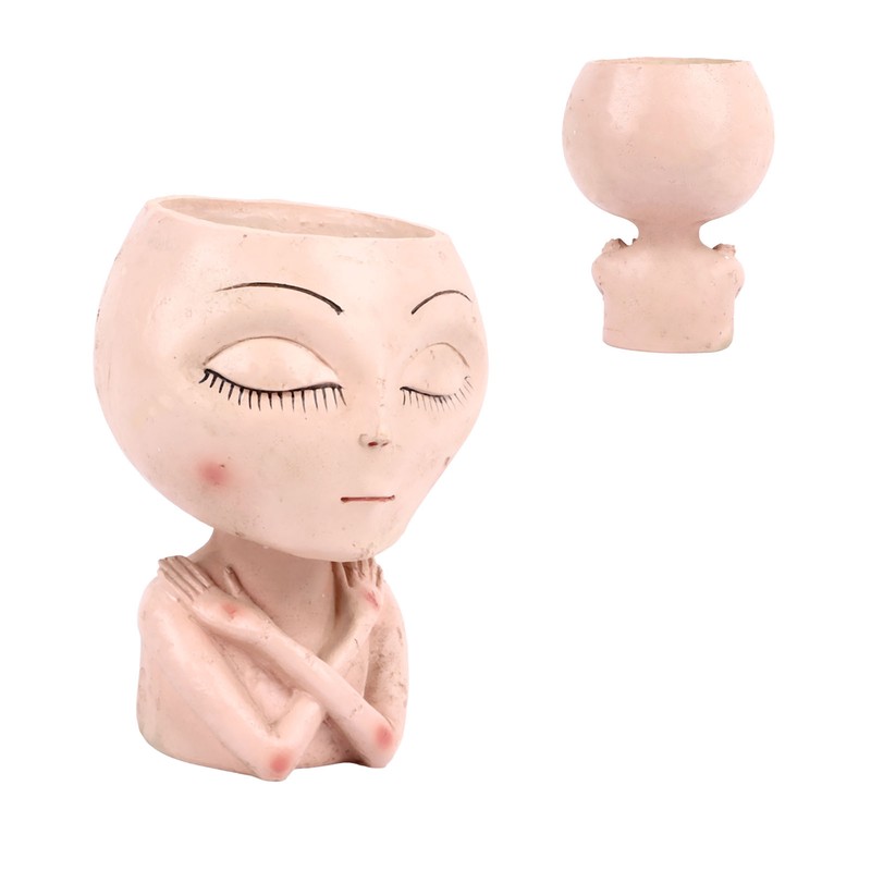 Face Head Planter Succulent Plant Flower Pot Resin Container Face