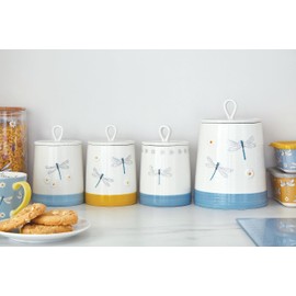 Cooksmart Ceramic TCS Canister | Tea Coffee Sugar Canisters For All Type Of Kitchens | Coffee And Tea Storage Jars With Modern Designs - English Meadows