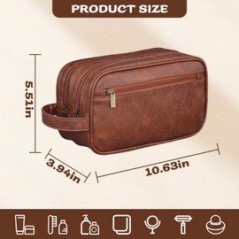 Mens Wash Bag, Toiletry Bag Men – Large High-Capacity Waterproof Washbag for Men, Double Layered Brown Wash Bags for Travel