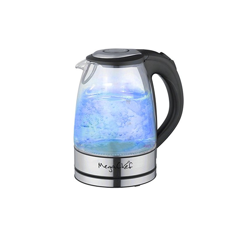 Megachef Stainless Steel Light Up Tea Kettle, 1.7L, Clear Glass