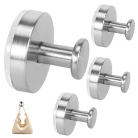 OUZHOU 4 Pack Suction Hooks, No Drill Hooks Stainless Steel Waterproof Suction Hook, Reusable Heavy Duty Suction Cup Hooks Suction Towel Holder for Bathroom, Kitchen