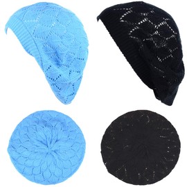 BYOS - Gorro de punto suave y ligero, Paquete de 2- azul cielo y negro hoja, Talla única