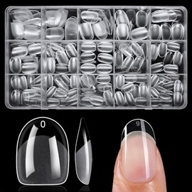 AddFavor Short Oval Nail Tips, 420pcs Gel Nail Tips Oval Short Fake Nails, Full Cover Clear Gel Tips 15 Size Acrylic Nails Tips for Nail Extensions, Press on Nails Making