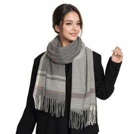 Lamca Women Tartan Scarf - Winter Long Scarves Soft Warm Plaid Blanket Wool Check Tassel Wraps Shawl Scarfs Stole UK