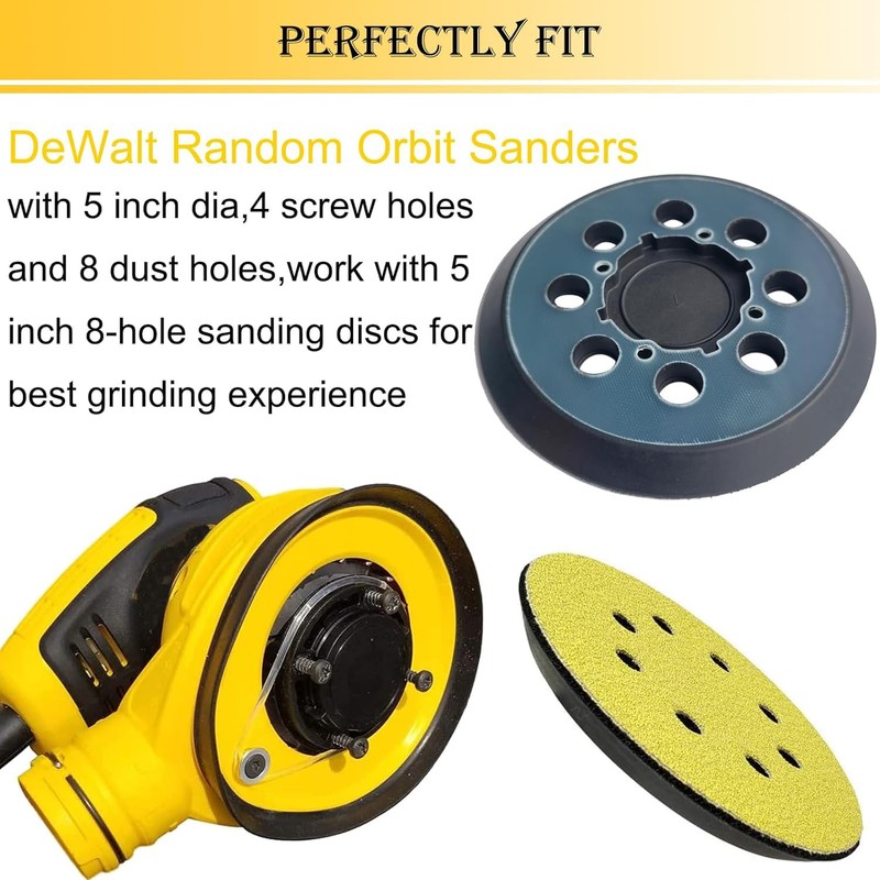 Sander Pad for Dewalt Sander, 5" 8 Hole Hook and