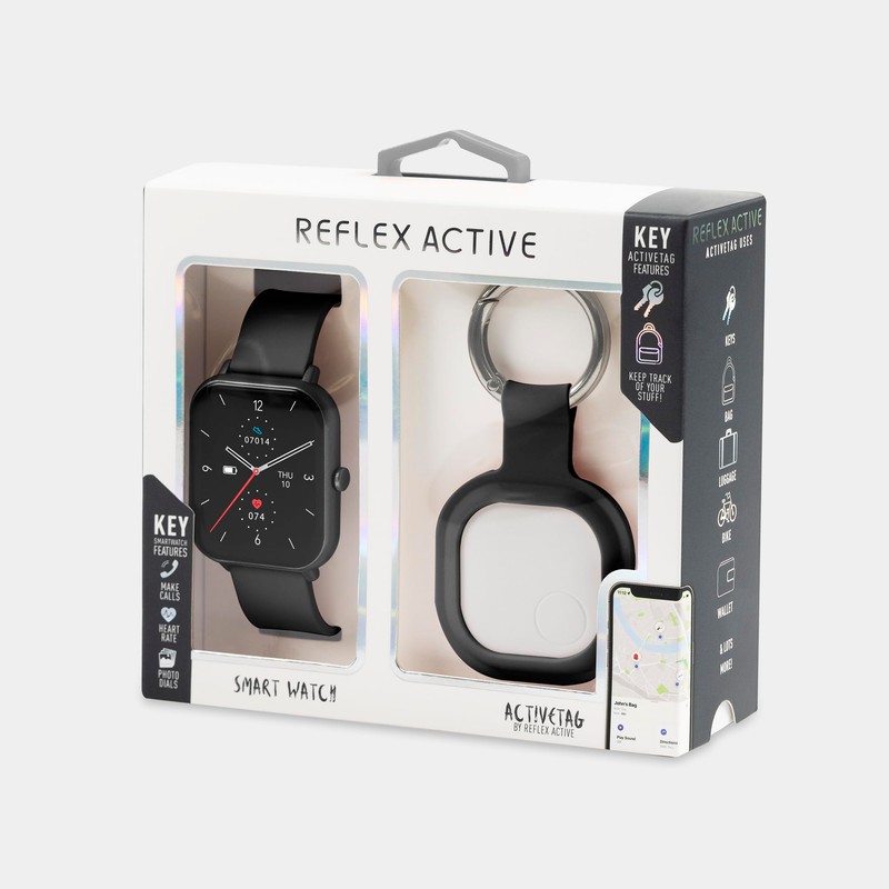 Reflex Active Black Sports Calling Watch with ActiveTag Gift Set,