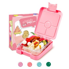 schmatzfatz easy Kinder Snackbox, Brotdose, Brotdose mit Fächern, Bento Box, Brotdose, Lunchbox, Geschenk (Rosa)