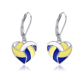 DAYLINLOVE Volleyball Earrings 925 Sterling Silver Heart Volleyball Dangle Earrings Volleyball Gifts For Women Volleyball Lovers