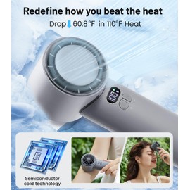 PEAKFLOW Handheld Fan with Ice Cooler,0-100 Adjustable Speed, Mini Pocket Size, Digital Display, 3600mAh Rechargeable Battery – Perfect for Travel, Outdoors, Vacations & Concerts