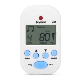Metronome M50 Electronic Meideal Mini Metronome Electronic Digital Tempo, 30-280bpm, 0-9 beats value, High volume, Clip Type, 5.5x3.2x3.5 cm, For All Instruments, Compact, Plastic, 5 Colors, Metronome (White)