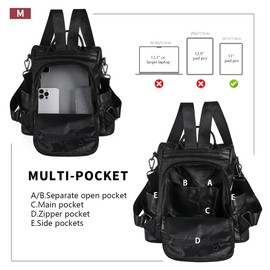PINCNEL Women Backpack Purse Waterproof Nylon Anti-theft Rucksack Lightweight Shoulder Bag Medium