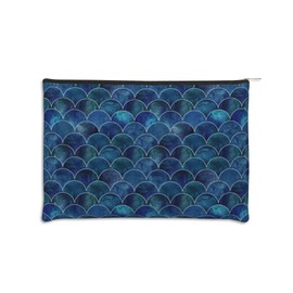 XIOAIDJAA Cosmetic Bag Fish Scale Ocean Wave Makeup Bag,Waterproof Small Mini Portable Travel Toiletry Bag for Women and Girl Travel Study Daily Storage