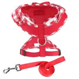 SuperBuddy Upgraded Soft Mesh Dog Harness, Super Breathable Lightweight Pet Harnesses for Puppy Dogs Outdoor Walking, Red Dog Harness and Dog Leash Set Packing -Medium