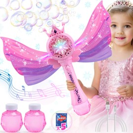 Getatoy Princess Bubble Wand for Kids Age 3 4 5 6 Years Old: Rechargeable Bubble Machine for Kids Girl Toys Age 4-5 Outdoor Party Birthday Gift for 3 + Year Old Girl Bubble Toys for Kids Ages 4-8