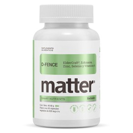 Matter D-Fence Suplementos, ElderCraft®, Equinácea, Zinc TRAACS®, Selenio Albion® y Vitamina A, Apoyo a la Protección Celular, Bienestar Estacional y Confort Digestivo, 1 Frasco con 60 Cápsulas Vegetales