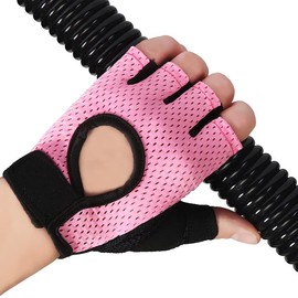 AXELENS Gym Fitness Gloves Women's for Yoga Fitness and Gymnastics Fingerless Half Finger Wheel Unisex Non-Slip Breathable and Lightweight Pink Size L