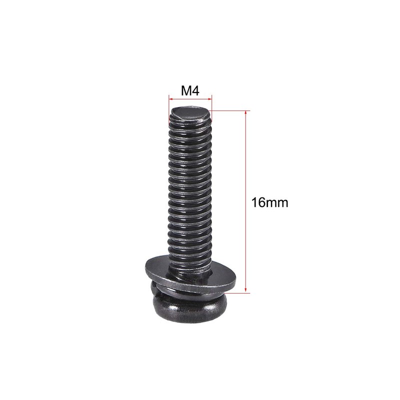 sourcing map M4 x 16mm Carbon Steel Phillips Pan Head