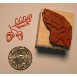 Dragonflylaser P24 Acorn with leaves miniature rubber stamp
