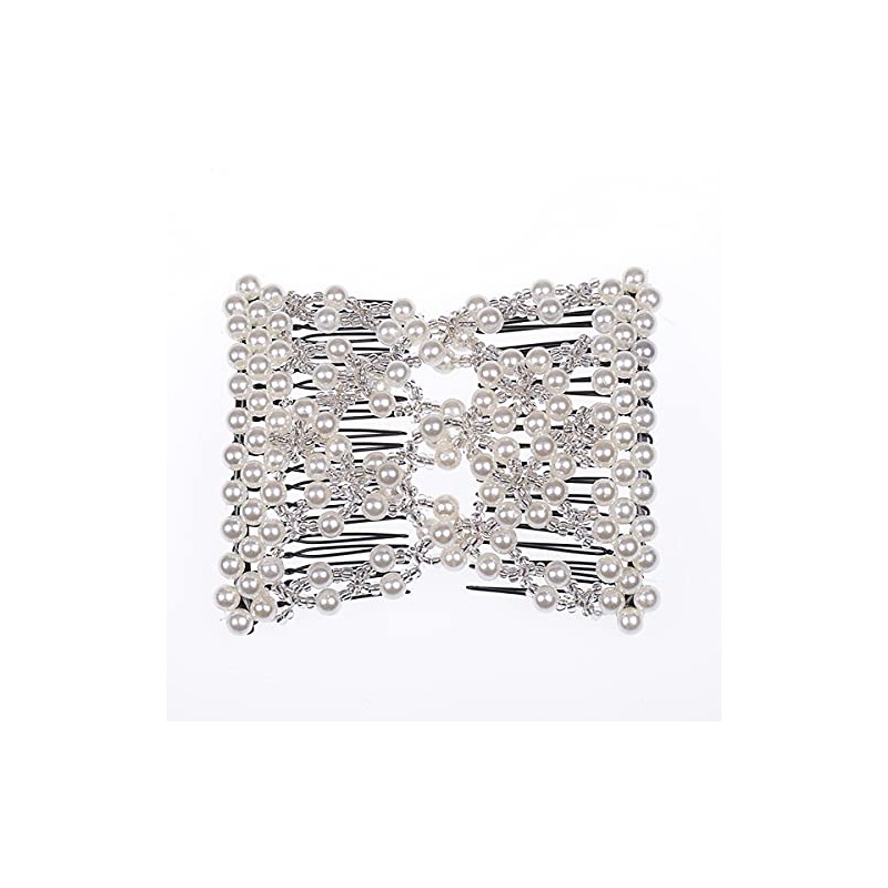 FXQHAN Easy Stretch Beaded Hair Combs Double Magic Slide Metal