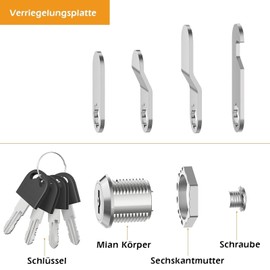 ORTAVA Briefkastenschloss, Kommt mit 4 Schlssel und 4 Verschiedene Schlossplatten, Schrankschloss, Spindschloss, Briefkasten schlo?, Hebelschloss M?belschloss fr Cupboard, Schranktren