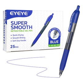 EYEYE G-103 Retractable Gel Pens 0.5mm, 25 Pack 0.5 mm Blue Ink Extra Fine Point Ballpoint Pen Quick Drying, Pen Fine Point Smooth Writing Pens for for Office School Supplies
