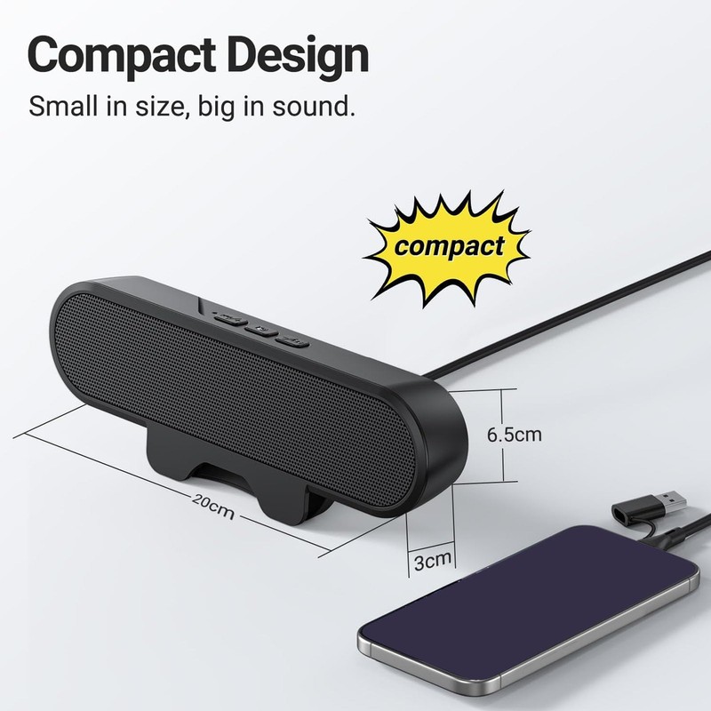 Computer Speakers for Desktop PC Monitor, USB Wired Laptop Speaker