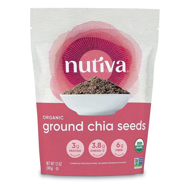 Nutiva Premium Raw Ground Chia Seeds, 12 Oz, USDA Organic, Non-GMO, Vegan