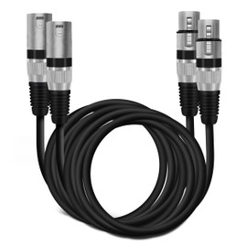 GearIT XLR to XLR Microphone Cable (10 Feet, 2-Pack) XLR Male to Female Mic Cable 3-Pin Balanced Shielded XLR Cable for Mic Mixer, Recording Studio, Podcast - Black, 6ft, 10 Pack