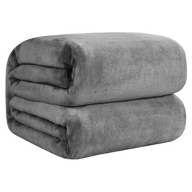 funky gadgets Flannel Fleece Blanket Throw - Grey Soft Warm Versatile Blanket Fluffy Throws for Bed Sofa Couch, Cozy Flannel Blanket for Travel, Single Size 130x150cm