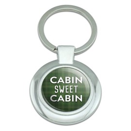 GRAPHICS & MORE Cabin Sweet Cabin Green Plaid Keychain Classy Round Chrome Plated Metal
