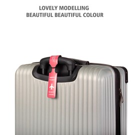 Veki Pack of 4 Waterproof PVC Suitcase Tags, Luggage Tags with Name Plate, Address Tag, Suitcase Handbag Labels, Cruise Suitcase Tags for Travel Bags, Suitcases, Backpacks (Red)