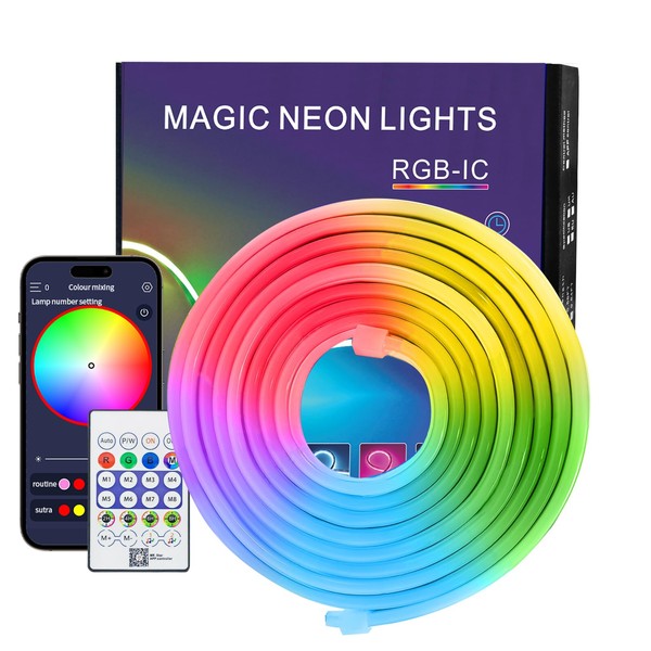 Neon LED Strip, 3 m, Waterproof IP67 RGBIC LED Strip,