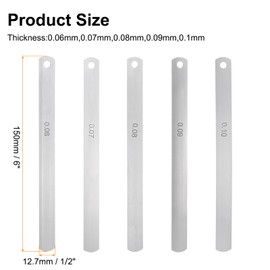 sourcing map 5 Blades Metric Steel Feeler Gauge Set, 0.06mm-0.1mm Thickness Filler Gauge, Offset Valves, Guitar Gauge Gage Measuring Tool, for Gap Width Thickness Measuring