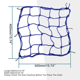GOOFIT Motorcycle Luggage Cargo Net Helmet Net 15" With Hooks Elasticated Stretchable Replacement For Motorbike ATV Cars Trucks Navy Blue