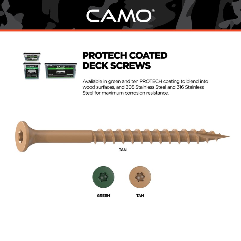 CAMO Premium Deck Screws 2-1/2" #9 ProTech (350 ct, Tan)
