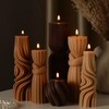 Threlaco 6 Pcs Small Pillar Candles Aesthetic Candle Modern Ribbed